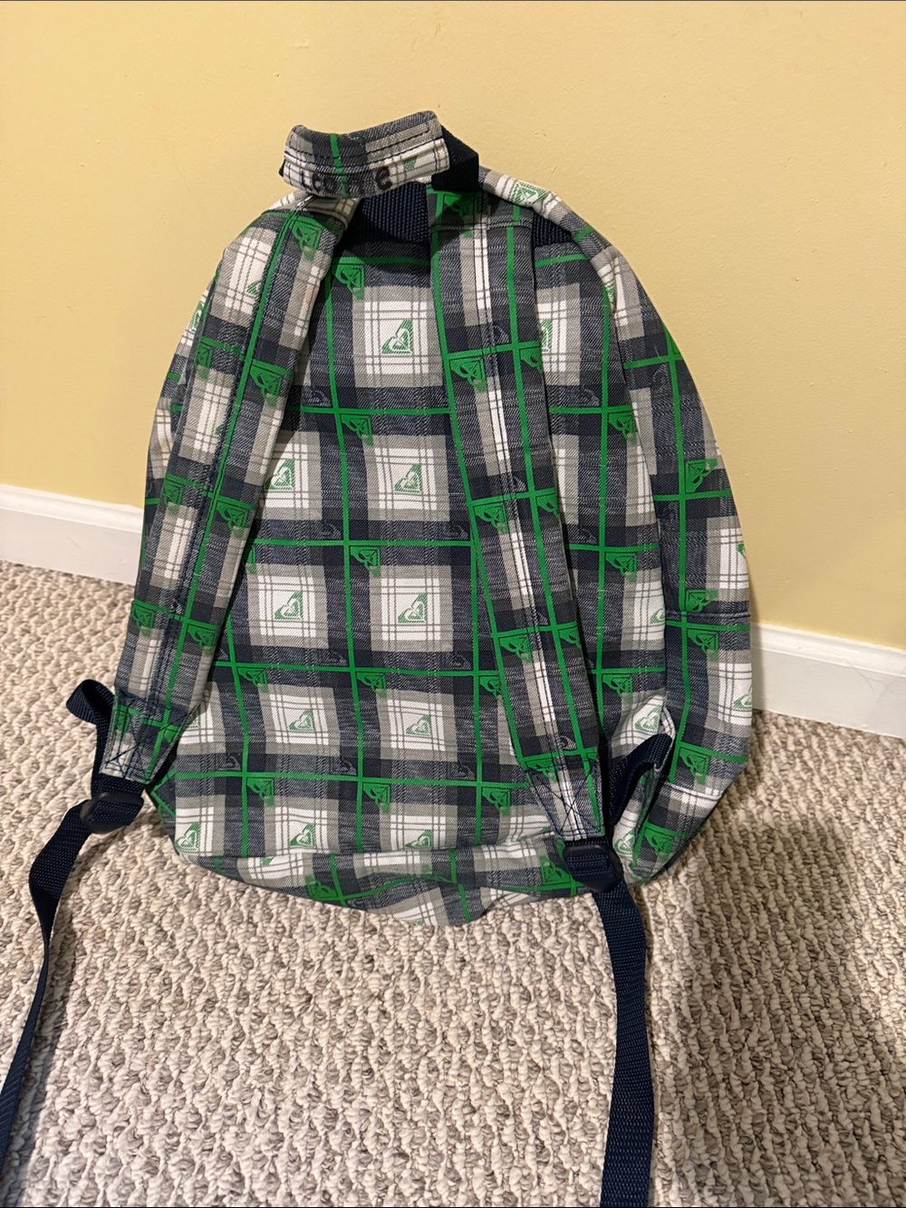 Roxy Green, Gray and White Plaid Backpack - Picture 4 of 6